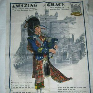 Amazing Grace Linen Tea Towel The Pipes And Drums The Royal Scots Dragoon Guards